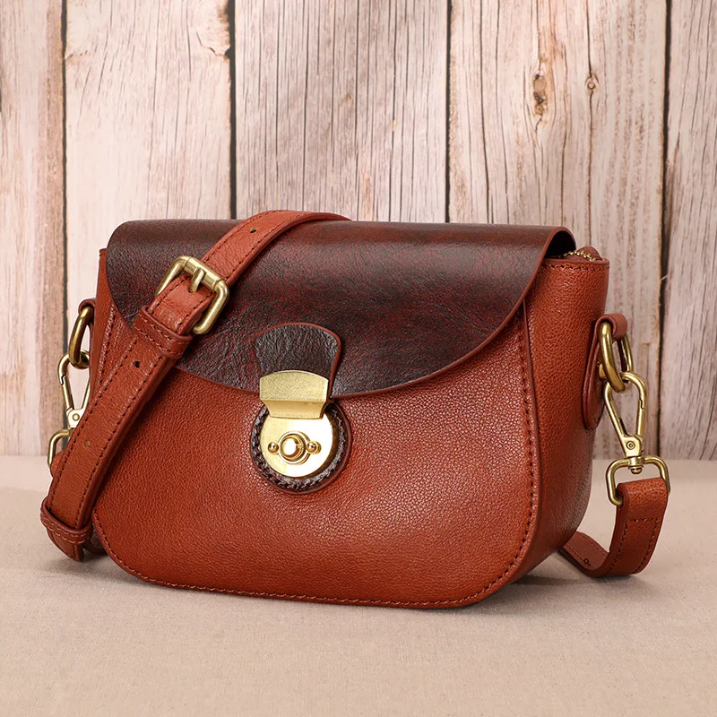 

New winter head layer cowhide manual inclined shoulder bag leather saddle bag restoring ancient ways