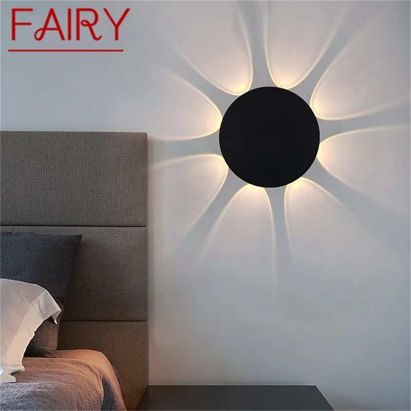 

FAIRY Black Wall Sconces Lamp Contemporary Round Light Fixtures for Home Indoor Living Room Decoration