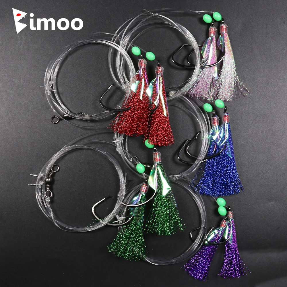 10Bags Shining Fish Skin Bait Sabiki Rigs with Hooks Sea Fishing Pink Yellow Green Flasher Bait Rigs With Barrel Swivel Herring