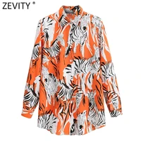 zevity 2021 women vintage animal print business smock blouse zebra pattern casual shirt chic turn down collar blusas tops ls7642