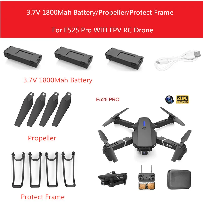 

E525 PRO Obstacle Avoidance RC Drone Parts 3.7V 1800mAh Battery/Propeller/Protect Frame For E525 PRO Accessories E525 PRO Blades