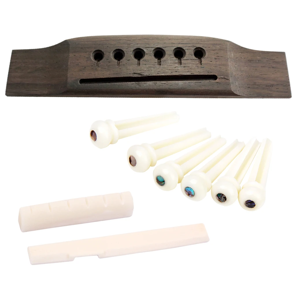 

Rosewood Guitar Bridge & Saddle Nut Bridge Pins for Acoustic Guitar Replacement