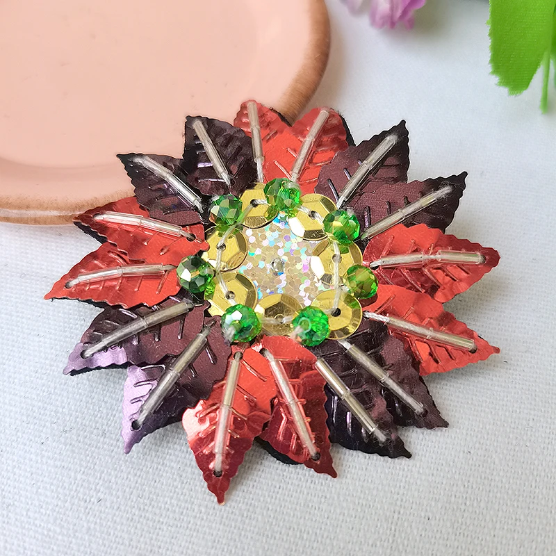 4 шт. 7 см Кружевная аппликация с блестками из бисера аксессуары для волос DIY