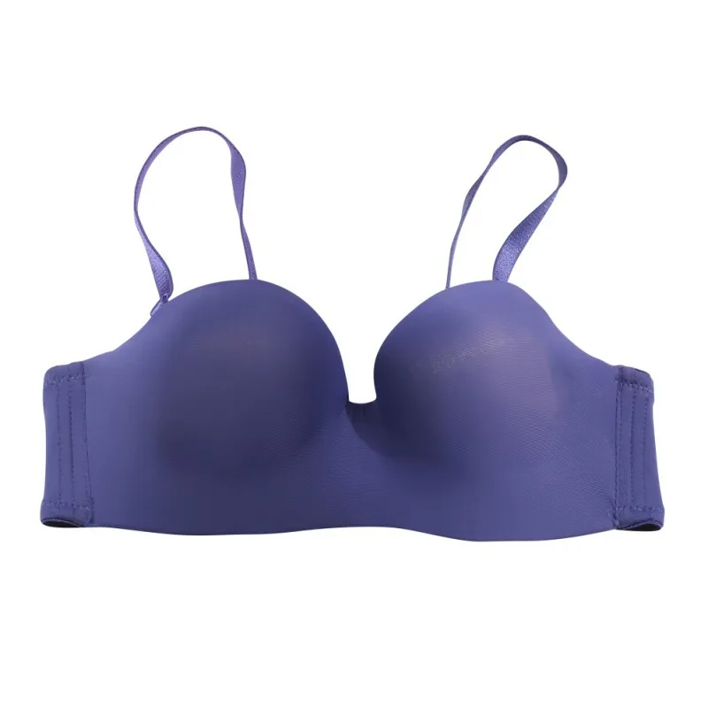 Однотонные глянцевые Бесшовные бюстгальтеры с получашками женские мягкие пуш-ап