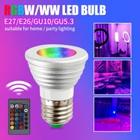 dimmable rgb led bulb gu10gu5 3 5w lampada led lamp rgb spotlight e27e26 bombillas led light with remote control 16 colors