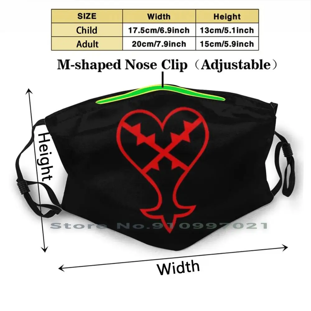 Heartless Reusable Mouth Face Mask Anti Haze Dustproof With Filters For Child Adult Kingdom Hearts Sora |