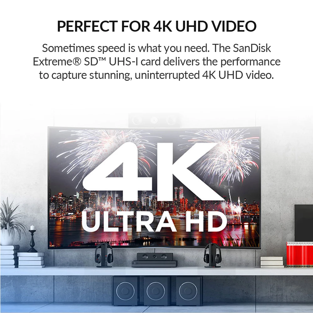 Карта памяти SanDisk Extreme SDHC/SDXC SD карта 4K UHD 32 Гб 64 128 ГБ C10 U3 V30 150 МБ/с. (32 Гб: 90 МБ/с.) UHS I