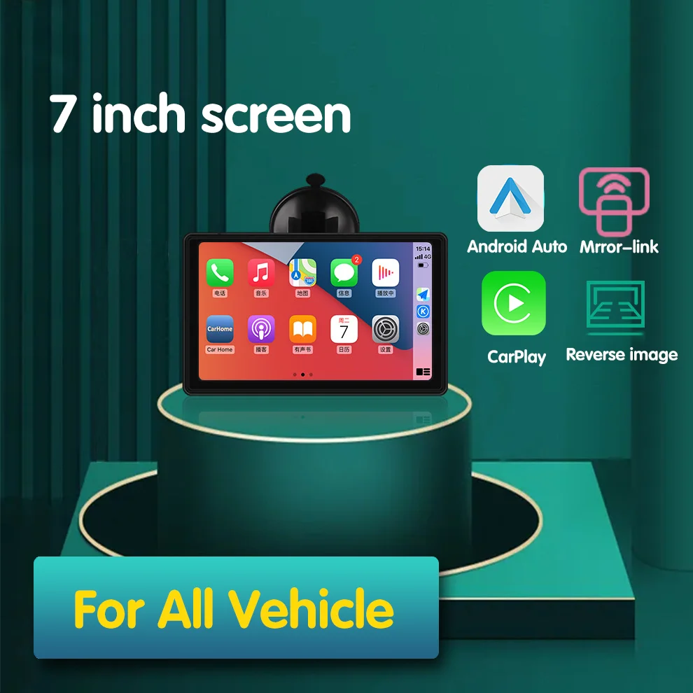 

2021 New Wireless Apple CarPlay 7Inch Touch Car Portable Android Auto Multimedia Navigation Display For All Vehicle Mobile Radio