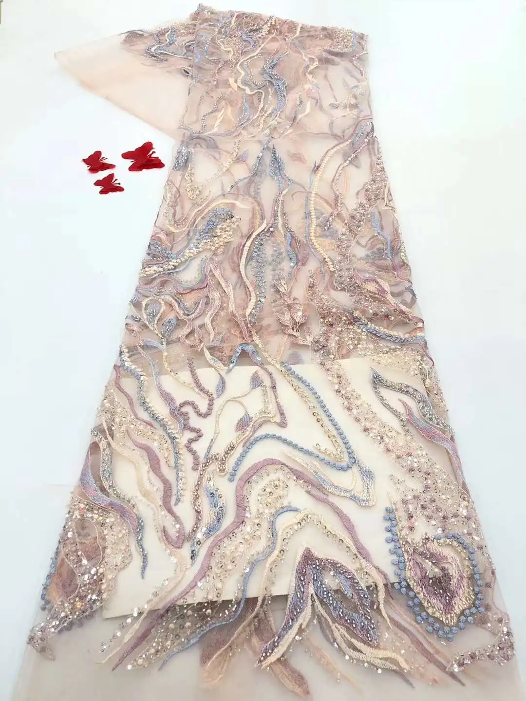 

African Embroidered Lace Fabric 2020 High Quality Nigeria Bridal Lace Fabric French Mesh Lace Dress FJ3928