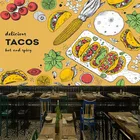 Пользовательские мексиканские классические кухонные Тако фон настенная бумага 3D фаст-фуд Ресторан снэк-бар промышленный Декор настенная бумага 3D