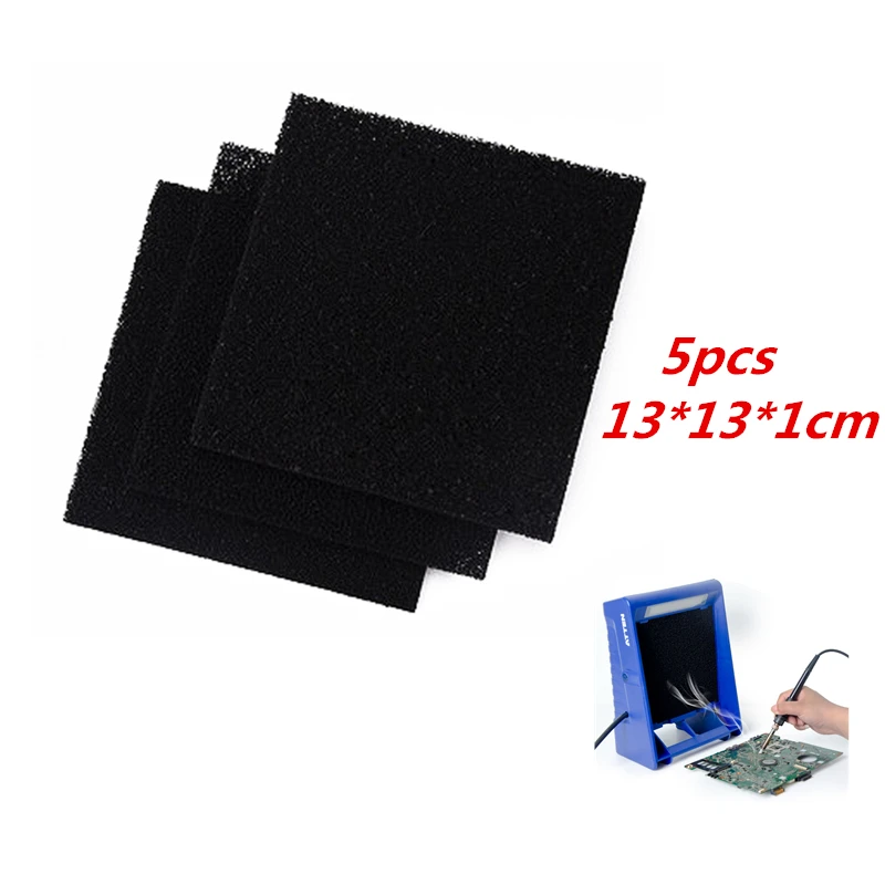 

5Pcs High Density Activated Carbon Foam Black Filter Solder Smoke Absorber ESD Fume Extractor 13*13*1cm for Air Filtration Tools