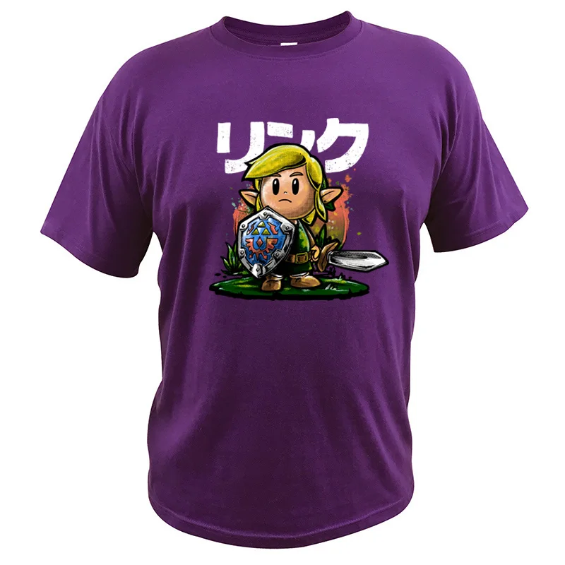 Фиолетовый Футболка с надписью Legend of Zelda, хлопок, цифровой принт, высокое качество, футболки для видео игр, топы, футболка с надписью Link's Awakening - Цвет: Фиолетовый