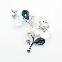 exquisite crystal branch flower brooch pin for women men imitation pearl banquet wedding dress accessories