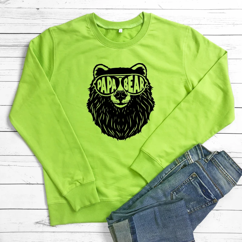 Papa Bear 100% хлопковый свитшот забавные Father's Day Подарочный пуловер свободного