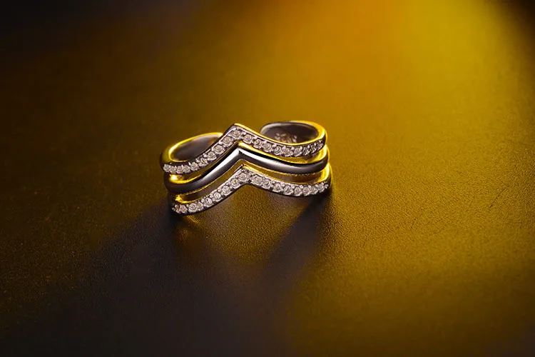 925 пробы серебряные кольца для женщин Многослойные Геометрические с кубическим