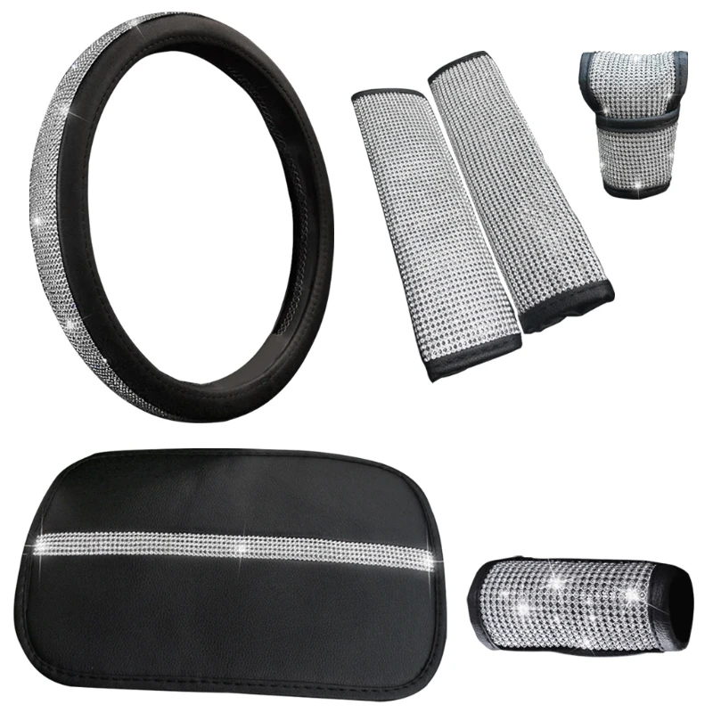 

Crystal Diamond Car Door Handle Covers Bli ng Rhinestone PU Leather Car Access