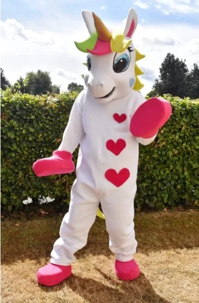 Unicorn Mascot Costume Pink White Rainbow Magic Stroll Cartoon Show Stage Promotional Clothing 1044 | Тематическая одежда и
