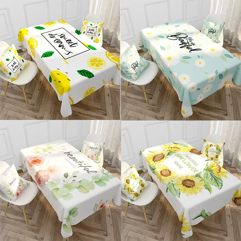 

Ins Fruit Pattern Waterproof Oilproof Table Cover For Dinner Home Decor Cotton Linen Durable Tablecloth Restaurant mantel mesa