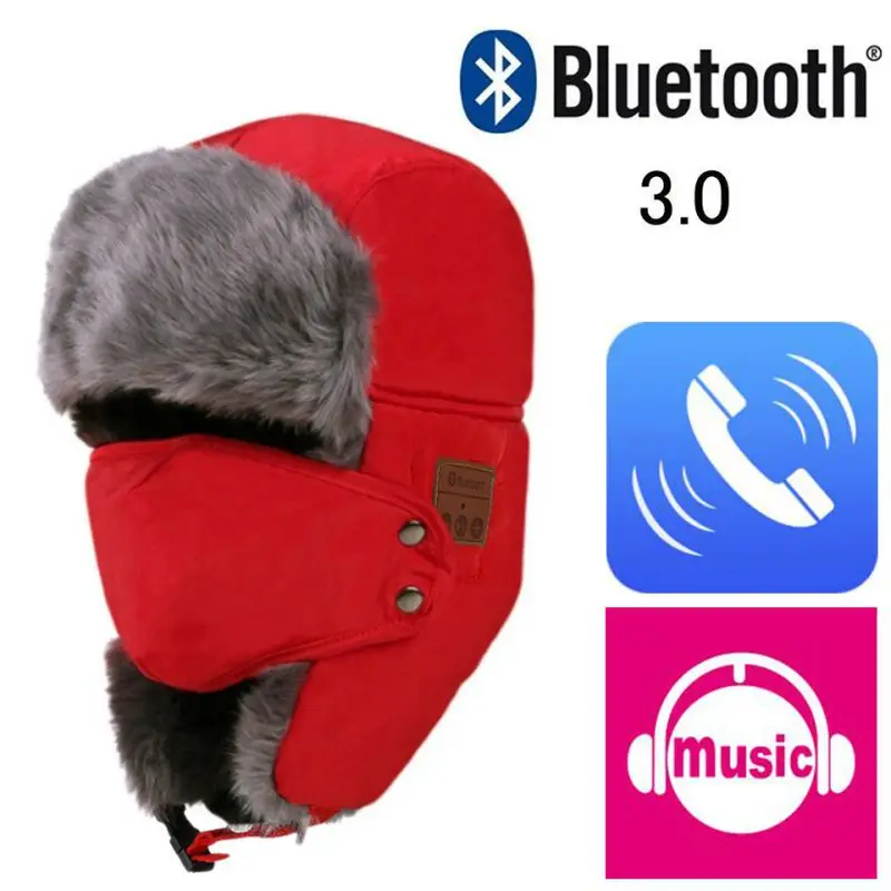 

Smart Bluetooth Earphones With Ear Flaps Soft Plush Thick Ushanka Hat For Bluetooth Music Outdoor Winter Hats