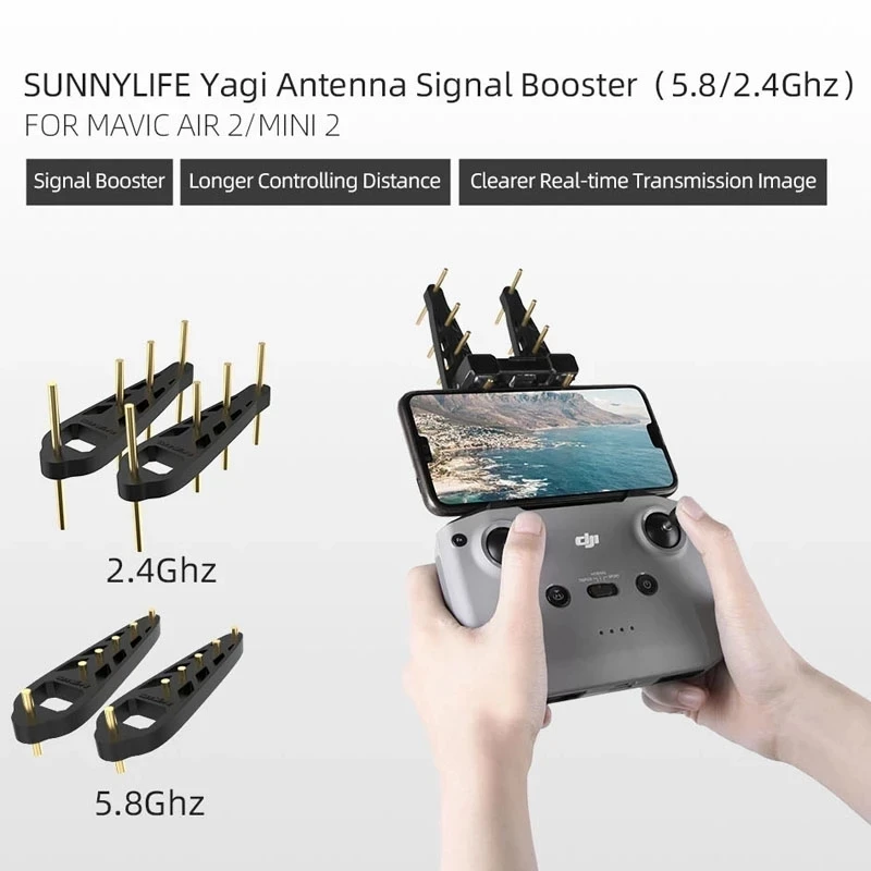 

Антенна Sunnylife Yagi-Uda 2,4 ГГц/5,8 ГГц, пульт дистанционного управления, усилитель сигнала, расширитель диапазона для дрона DJI Mavic Mini 2/Air 2