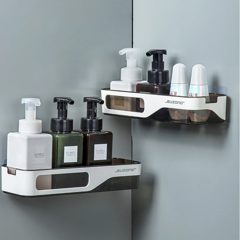 

Bathroom Storage Shelf Wall-Mounted Restroom Organizer WC Shampoo Holder Waterproof Kitchen Storage Basket Bathroom Accessories