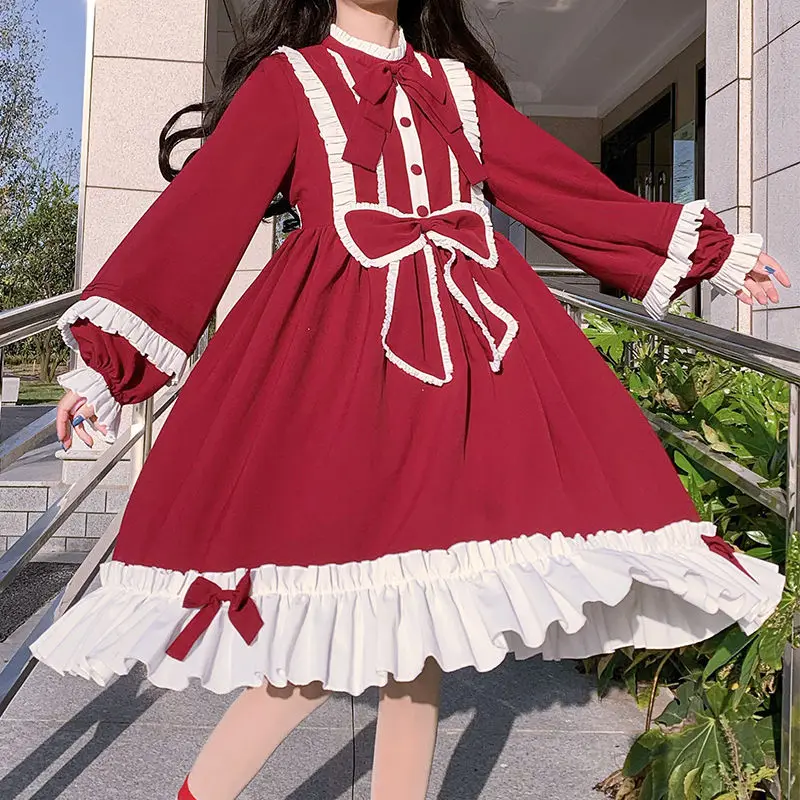 

MAGOGO Women Red Lolita Dress Ladies Costume Sweet OP Dress New Fashion Original Dress