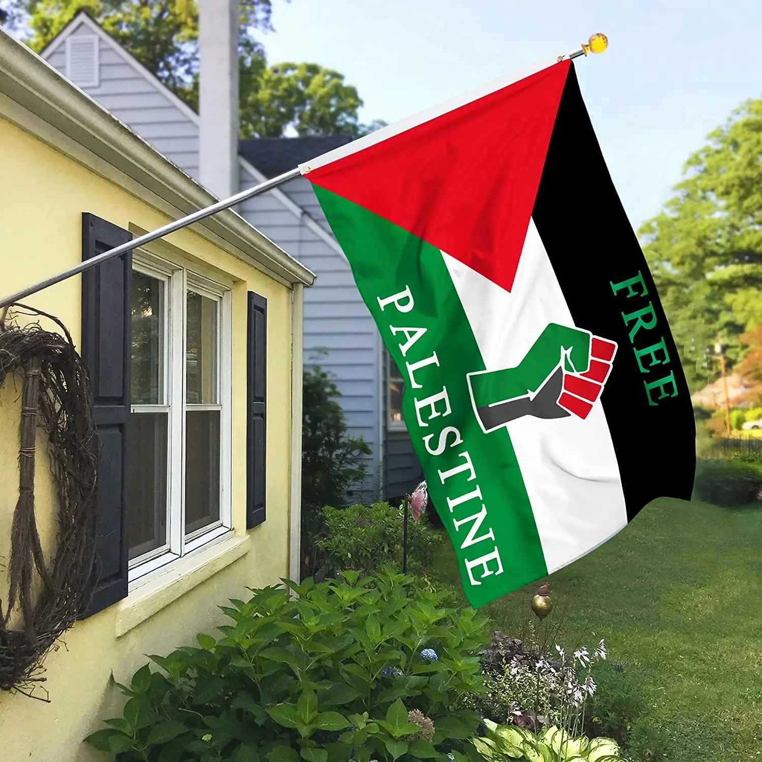 

Premium Free Palestine Palestinian Fist Flag 3x5 FT Polyester Banner with Brass Grommets Indoor Outdoor Decoration