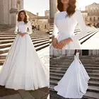 Женское атласное свадебное платье It's yiiya, белое или цвета слоновой кости винтажное платье с длинными рукавами, открытой спиной и бусинами на лето 2019