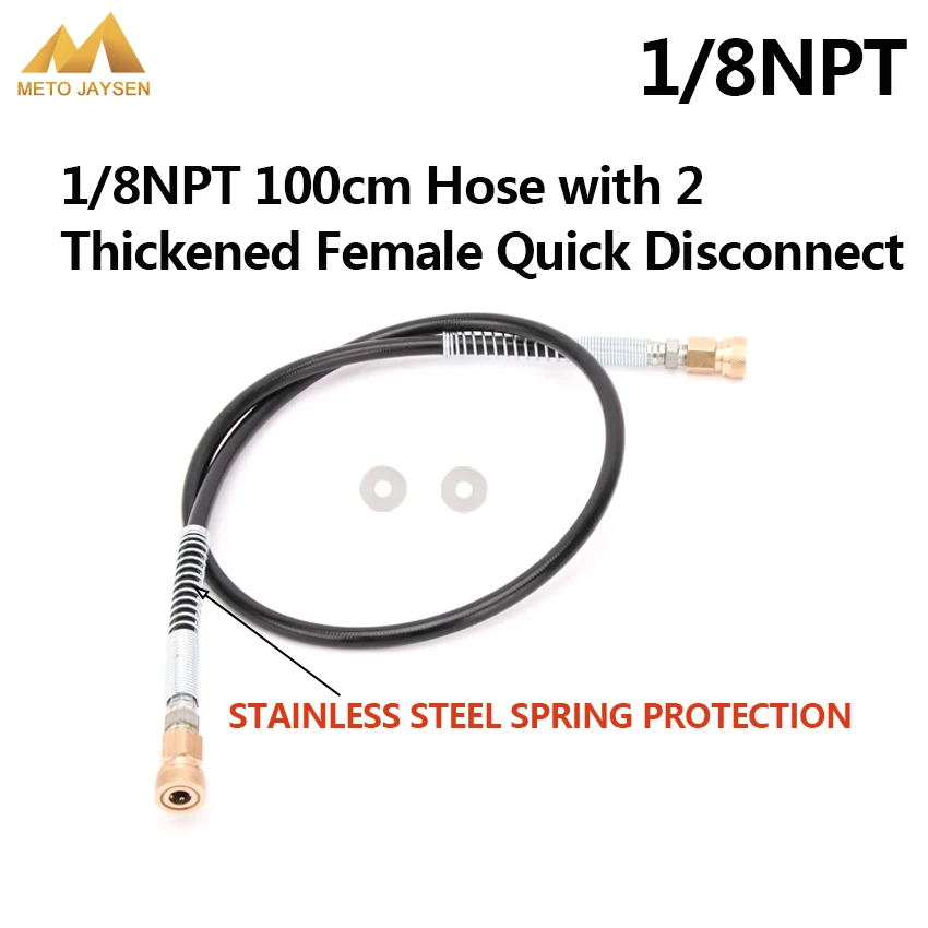 Paintball High Pressure Nylon Hose 1/8NPT Thread Male Female Plug 100cm Long with Spring Wrapped 4500psi 300bar | Спорт и