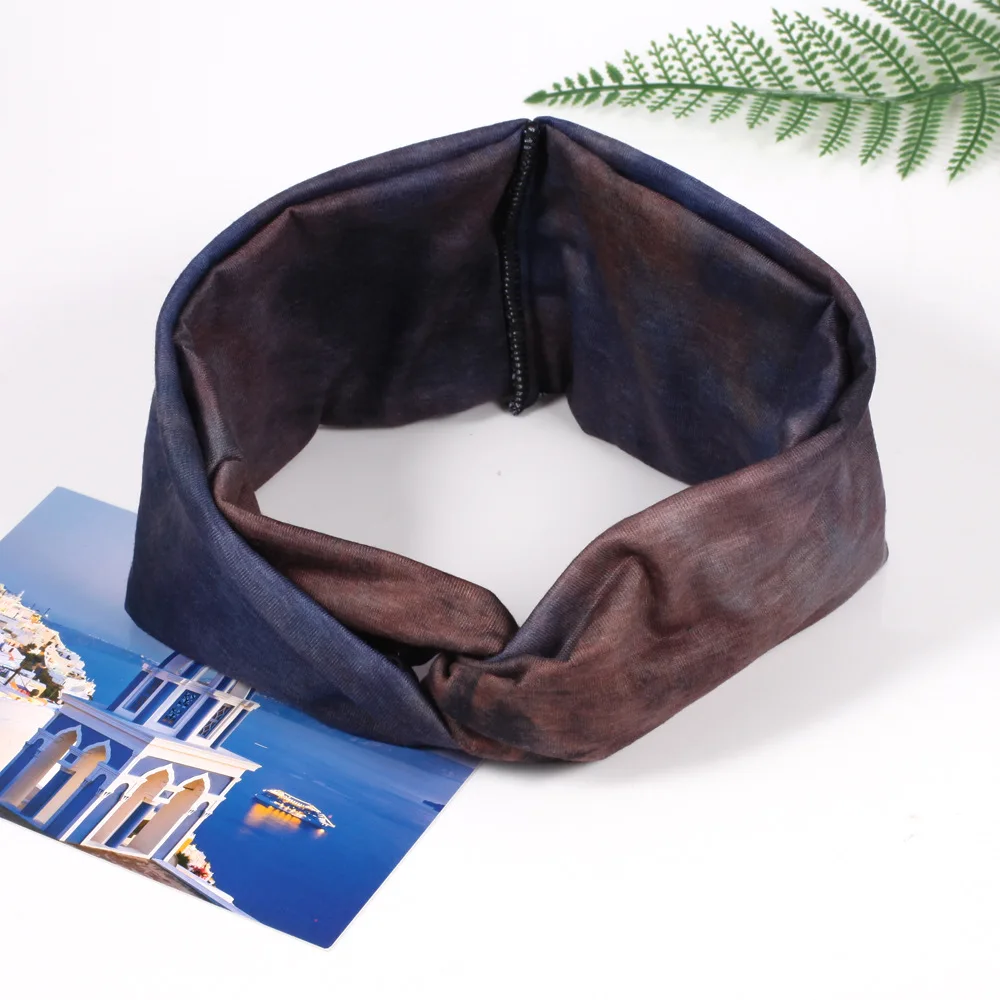 В богемном стиле Атлас тай-дай лента для волос женщин хлопок крест-накрест узел