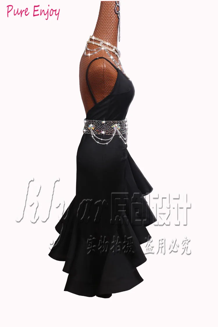 Черное сексуальное платье латинского танца для продажи танцевальная одежда