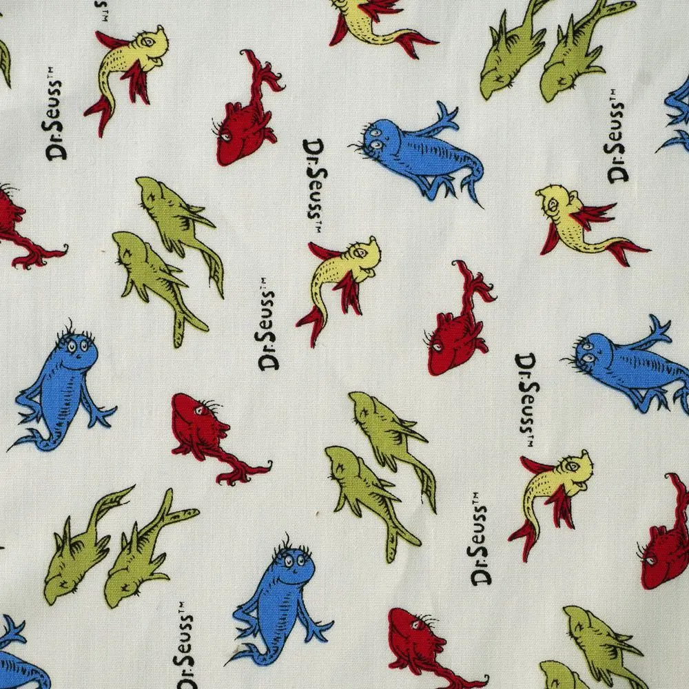 1 ярд Dr. Suess хлопчатобумажная ткань в виде рыбы (ширина = 140 см)|Ткань| |