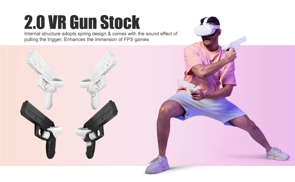 For Meta Oculus Quest 2 Gun Stock VR Controllers Enhanced FPS Gaming Shooting Experience Game Gun For Meta Quest 2 Accessories