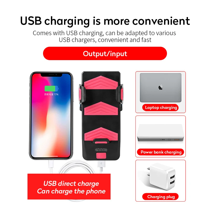 Велосипедные фонари 4 в 1 светодиодный головной фонарь с клаксоном и зарядкой