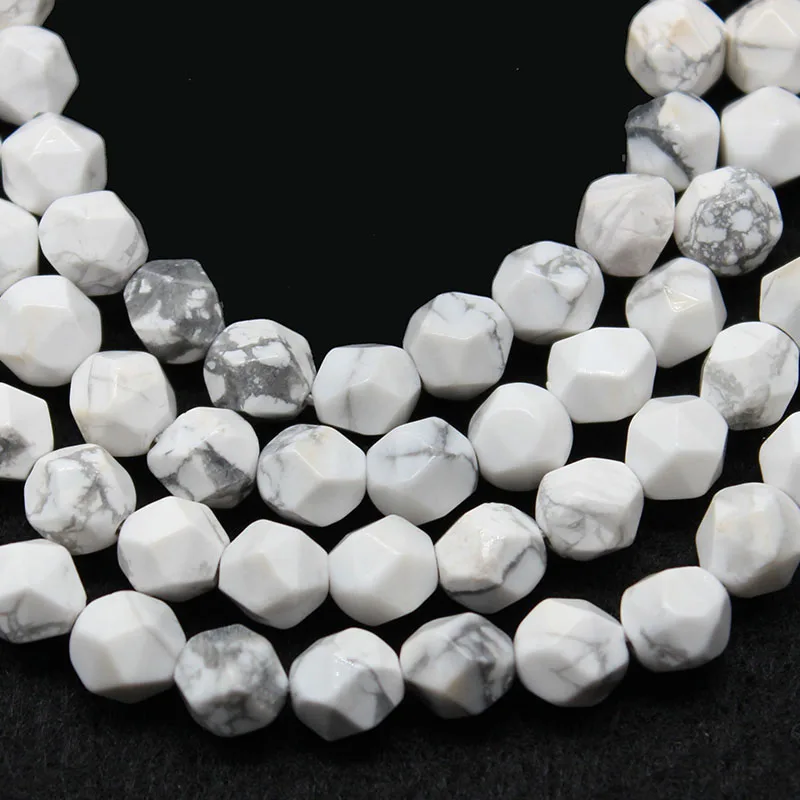 Натуральные бриллианты граненые белые бирюзы Howlite камень Свободные Круглые