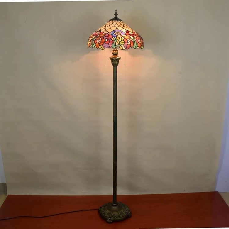 16 дюймов Тиффани Flesh кантри цветы витражный стеклянный торшер E27 110-240V для дома, гостиной, столовой комнаты