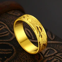 steel 18k gold ring couples frosted carving mens womens rings fashion daily wear jewelry unisex