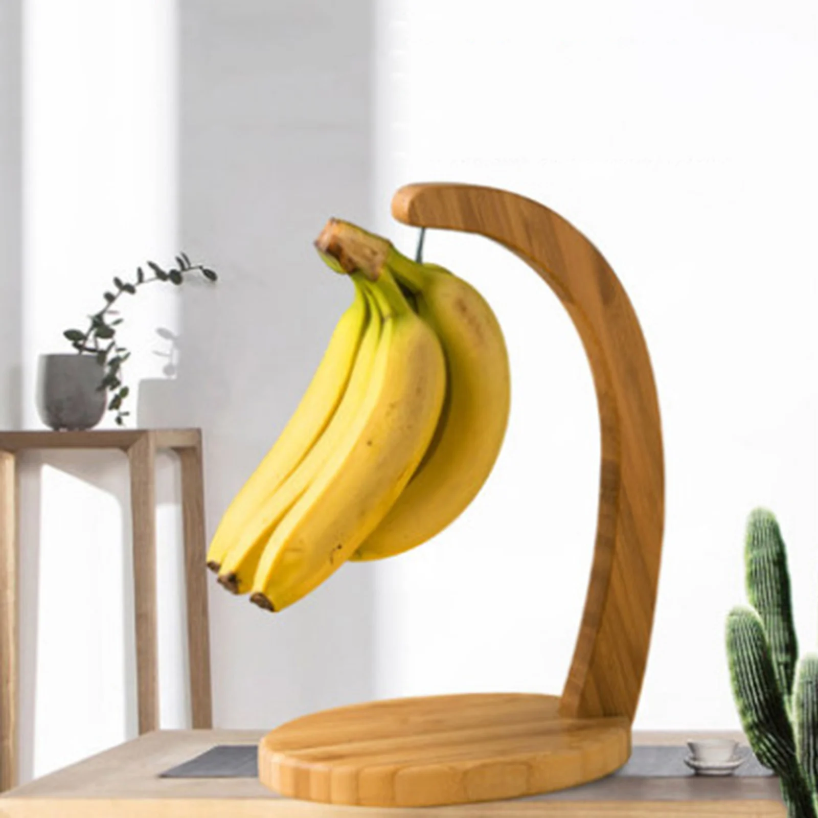 Фото Подставка для банана Бамбуковая вешалка дерева кухонный крючок демонстрации