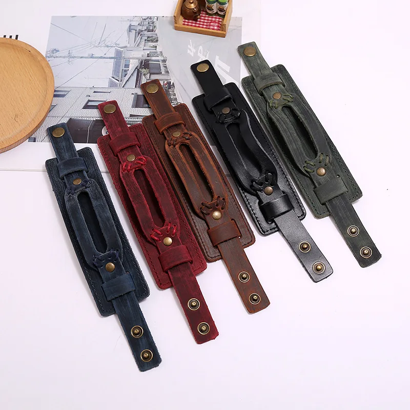 ZORCVENS New Fashion Men Wide Genuine Leather Bracelet Brown Cuff Bracelets &amp Bangles Vintage Punk Wristband Jewelry | Украшения и
