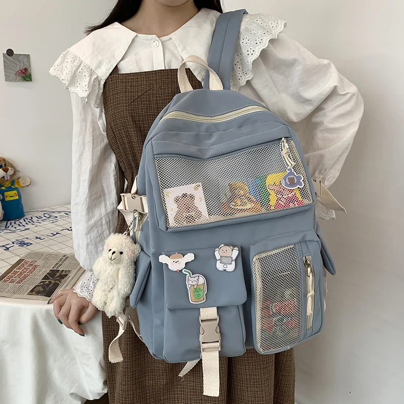 

Multi-Pocket Nylon Women Backpack kawaii backpack for school girls backpack High Capacity Waterproof Travel Bag Female