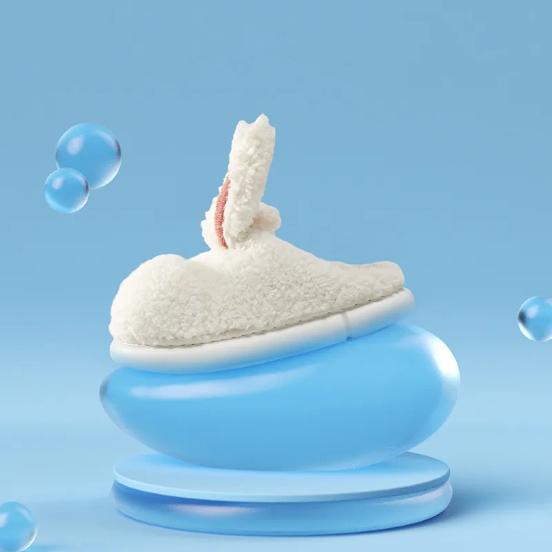 Новые зимние тапочки с милым мультяшным кроликом для мужчин и женщин меховые