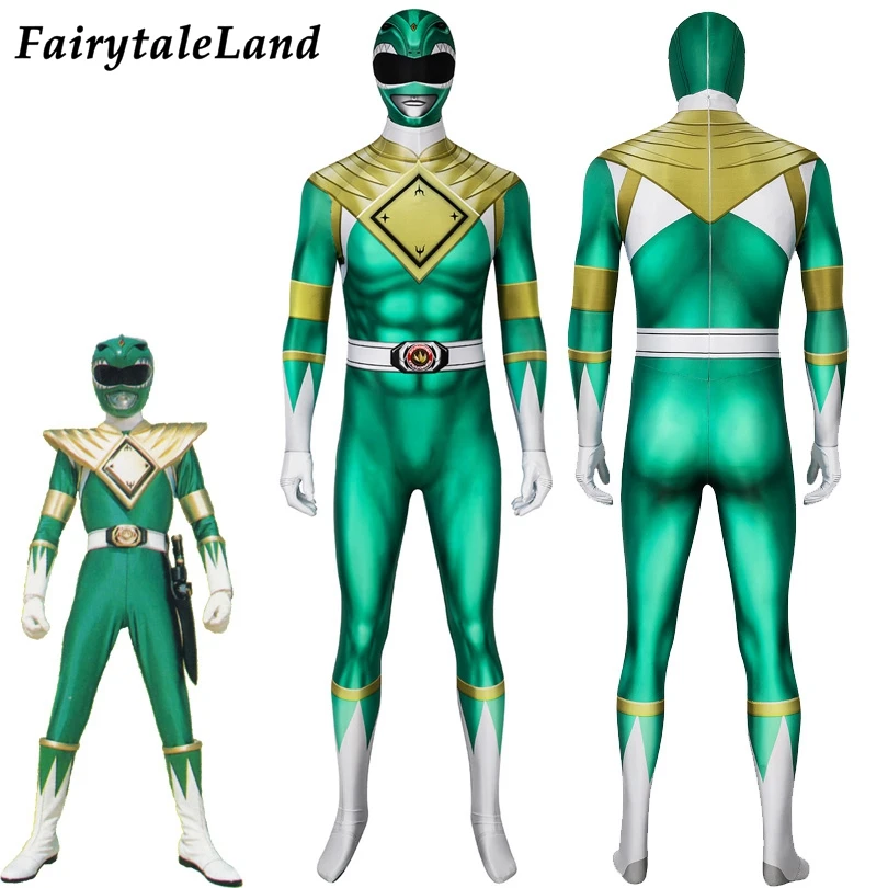 

Dragon Ranger Cosplay Green Ranger Jumpsuit Halloween Superhero Spandex Bodysuit Burai Costume Fancy Outfit