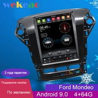 wekeao vertical screen tesla style 10 4 1 din android 9 0 car dvd multimedia player for ford mondeo radio automotivo 2007 2012