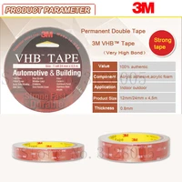 24mm12mm 4 5 meters 3m original vhb permanent double sided tape acrylic foam adhesive for car body trim strip fixed accessories
