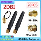 GRANDWISDOM 20 шт. 868 МГц Антенна 2 дБи sma штекер 915 МГц lora антенный модуль lorawan ipex 1 SMA Гнездовой удлинитель