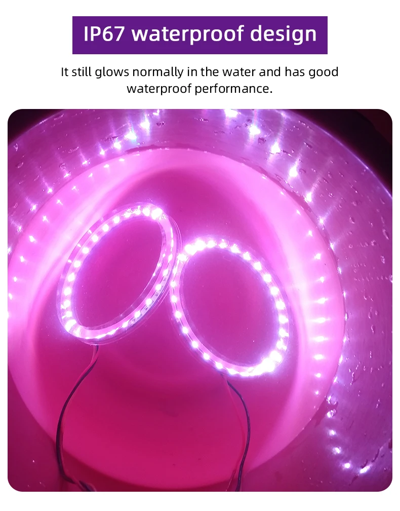 

GrandEver 2PCS Car LED Angel Eye Halo Ring Lights 2.5 /3 inch colorful angel eyes with RGB Bluetooth APP Controls Car headlight