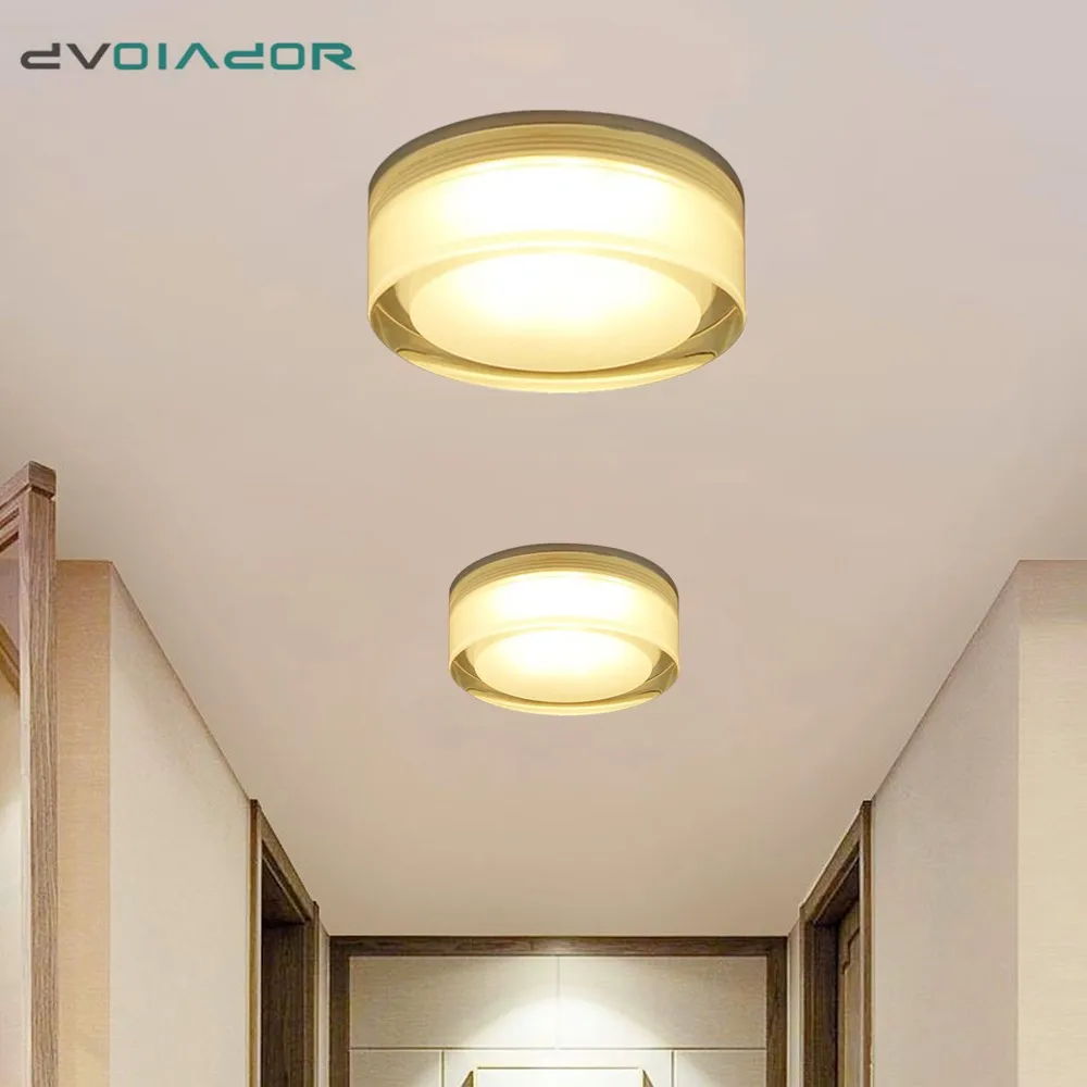 DVOLADOR-Luz LED descendente de cristal redondo/cuadrado, 12W/10W/5W, foco de techo de LED blanco cálido/blanco, lámpara LED empotrada para decoración del hogar