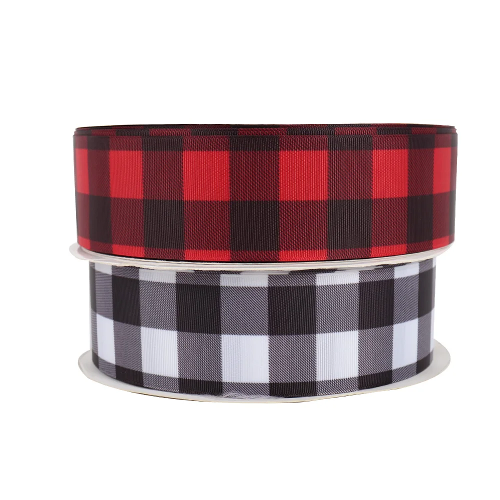 AHB 2 дюйма 2y Grosgrain лента для рукоделия черная белая красная решетка с принтом банты