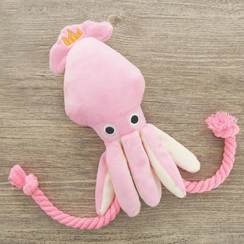 

Lovely Squid Pet Cat Dog Toy Octopus Cute Fluff Pet Puppy Rope Toys Pink Chew Squeak Toys Pet Supplies