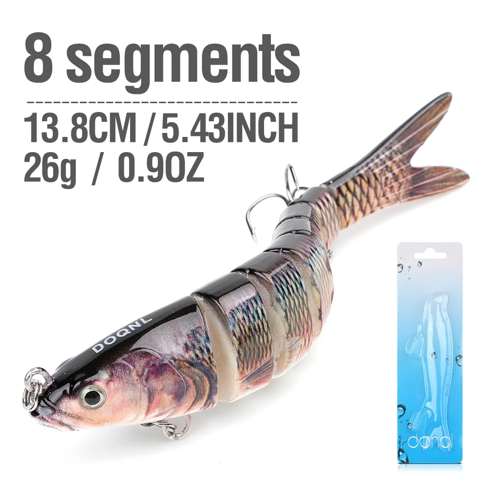 DONQL 8 Segment Crank Fishing Lure 13.8cm ArtificialSinking Wobblers Crankbait Plastic Hard Swimbait Bass Trout Fishing Lures - Цвет: 4088